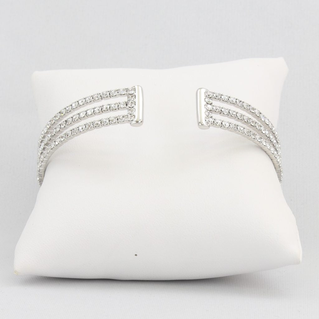 Triple box-snake chain bracelet with inlaid diamond-like cubic zirconia stones Ivy and Pearl Boutique