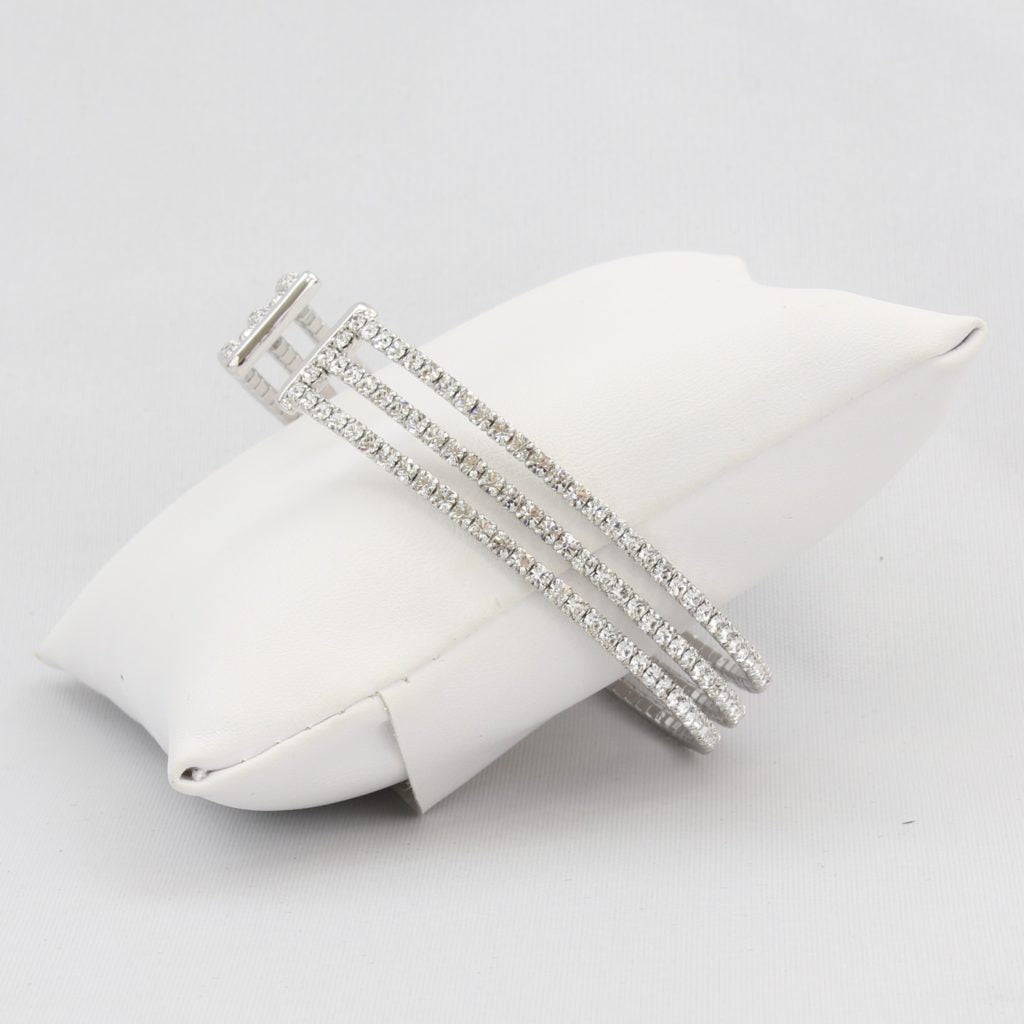 Triple box-snake chain bracelet with inlaid diamond-like cubic zirconia stones Ivy and Pearl Boutique