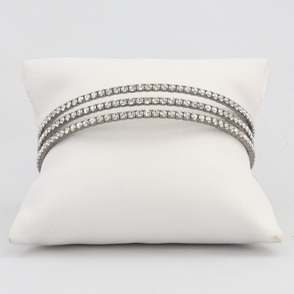Triple box-snake chain bracelet with inlaid diamond-like cubic zirconia stones Ivy and Pearl Boutique