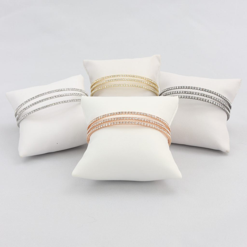 Triple box-snake chain bracelet with inlaid diamond-like cubic zirconia stones Ivy and Pearl Boutique