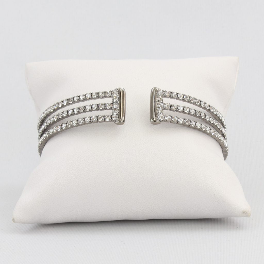 Triple box-snake chain bracelet with inlaid diamond-like cubic zirconia stones Ivy and Pearl Boutique
