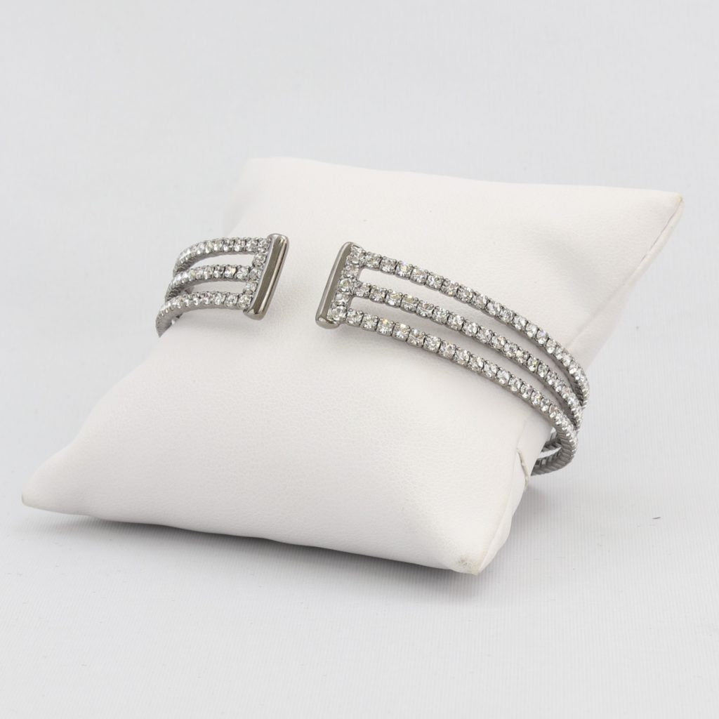 Triple box-snake chain bracelet with inlaid diamond-like cubic zirconia stones Ivy and Pearl Boutique