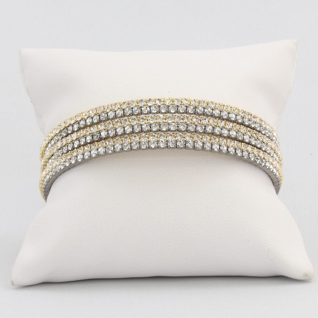 Triple box-snake chain bracelet with inlaid diamond-like cubic zirconia stones Ivy and Pearl Boutique