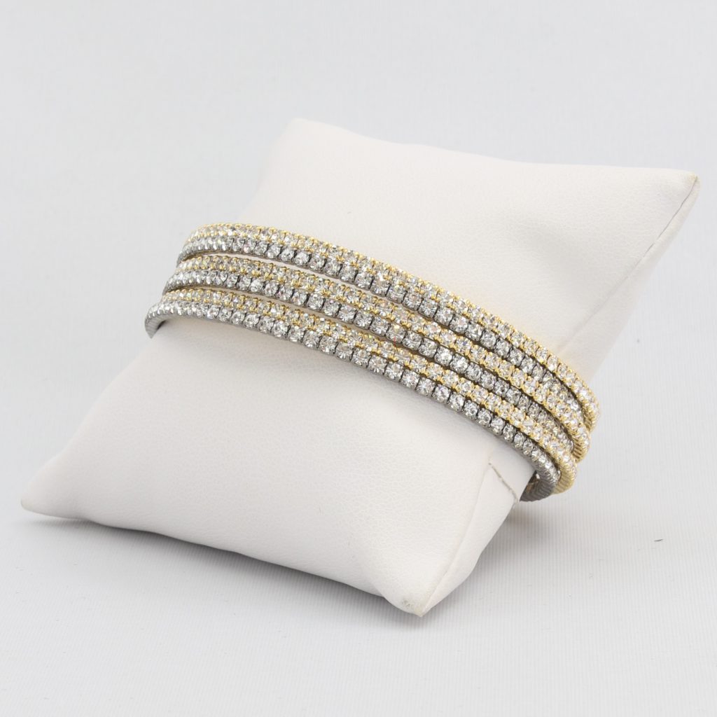 Triple box-snake chain bracelet with inlaid diamond-like cubic zirconia stones Ivy and Pearl Boutique