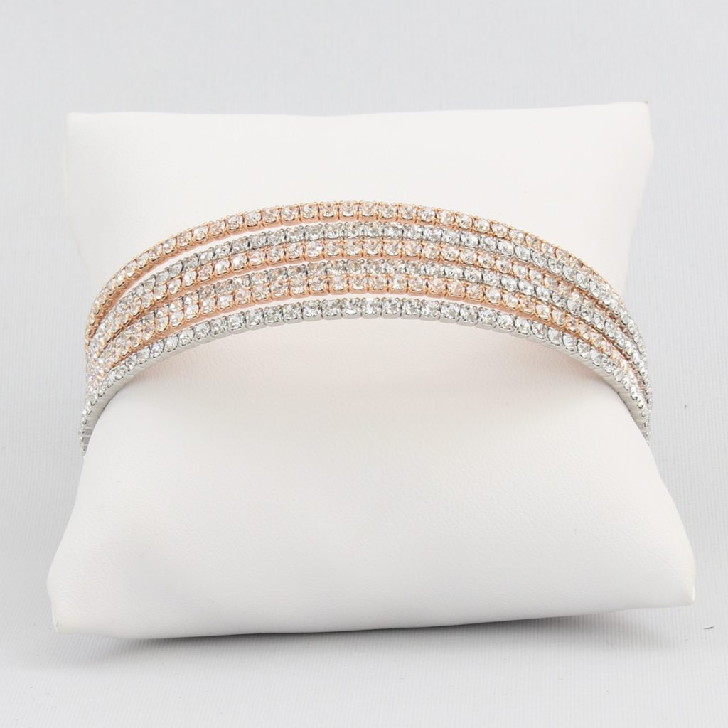 Triple box-snake chain bracelet with inlaid diamond-like cubic zirconia stones Ivy and Pearl Boutique