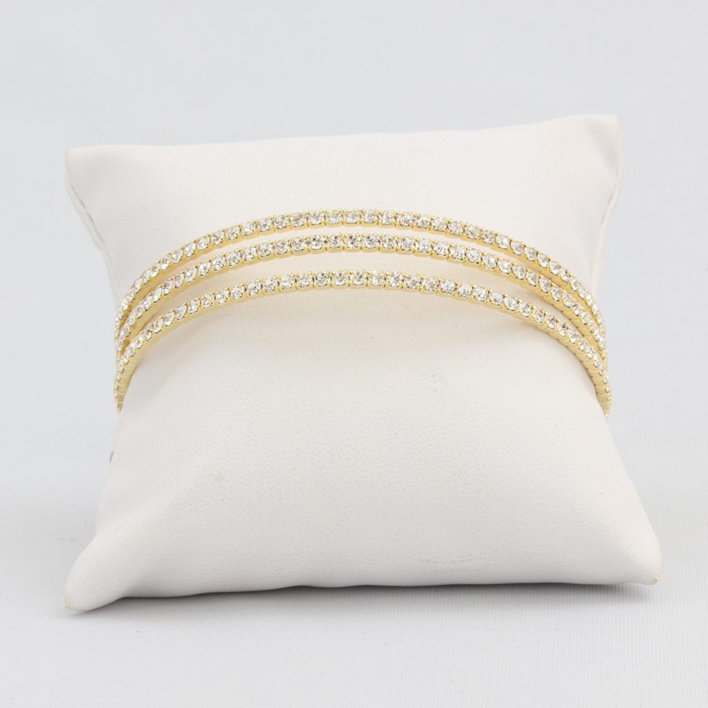 Triple box-snake chain bracelet with inlaid diamond-like cubic zirconia stones Ivy and Pearl Boutique