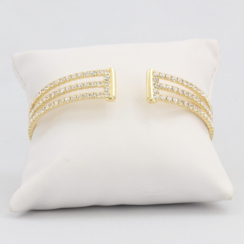 Triple box-snake chain bracelet with inlaid diamond-like cubic zirconia stones Ivy and Pearl Boutique