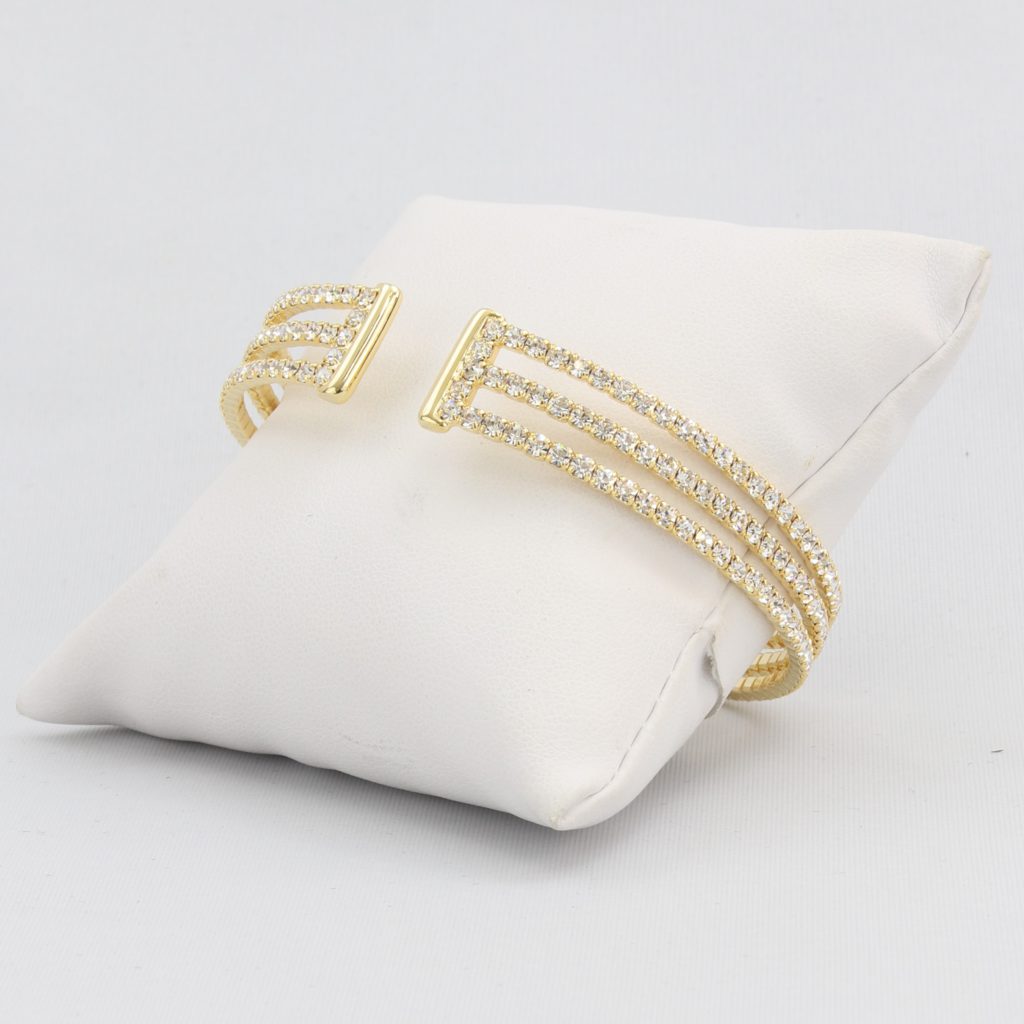 Triple box-snake chain bracelet with inlaid diamond-like cubic zirconia stones Ivy and Pearl Boutique