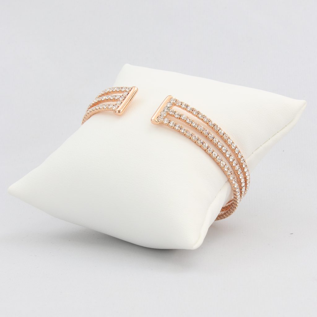 Triple box-snake chain bracelet with inlaid diamond-like cubic zirconia stones Ivy and Pearl Boutique