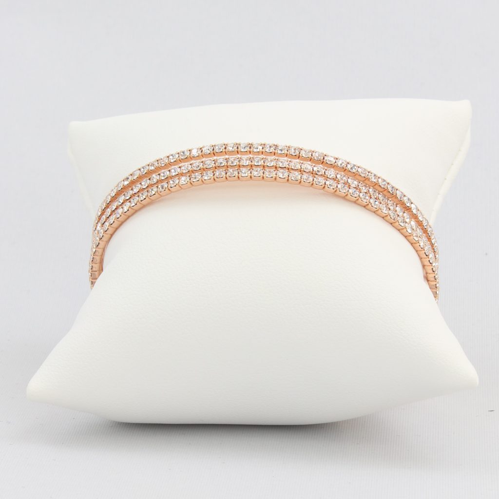 Triple box-snake chain bracelet with inlaid diamond-like cubic zirconia stones Ivy and Pearl Boutique Chocolate