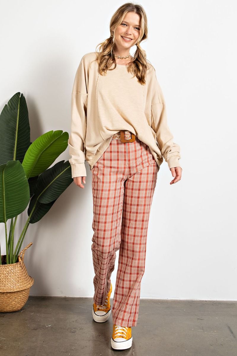 Slub mix ribbed fabric mineral wash top Ivy and Pearl Boutique