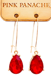 Small red pear shaped drop on gold kidney wire earring  Ivy and Pearl Boutique
