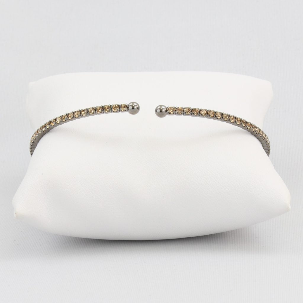 Small adjustable box-snake chain bracelet with inlaid diamond-like cubic zirconia crystals Ivy and Pearl Boutique