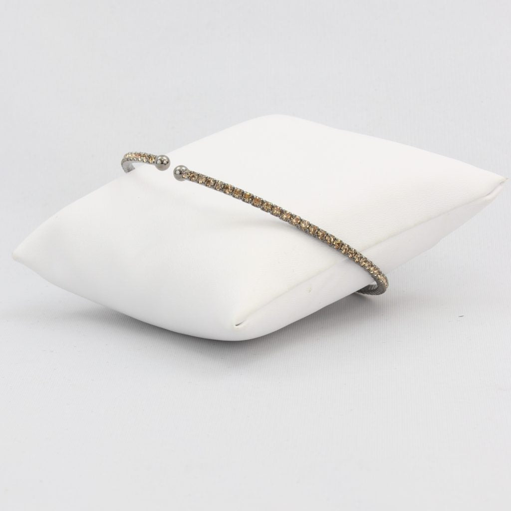 Small adjustable box-snake chain bracelet with inlaid diamond-like cubic zirconia crystals Ivy and Pearl Boutique