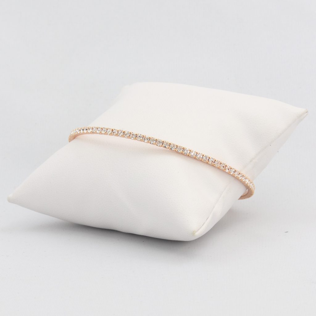 Small adjustable box-snake chain bracelet with inlaid diamond-like cubic zirconia crystals Ivy and Pearl Boutique
