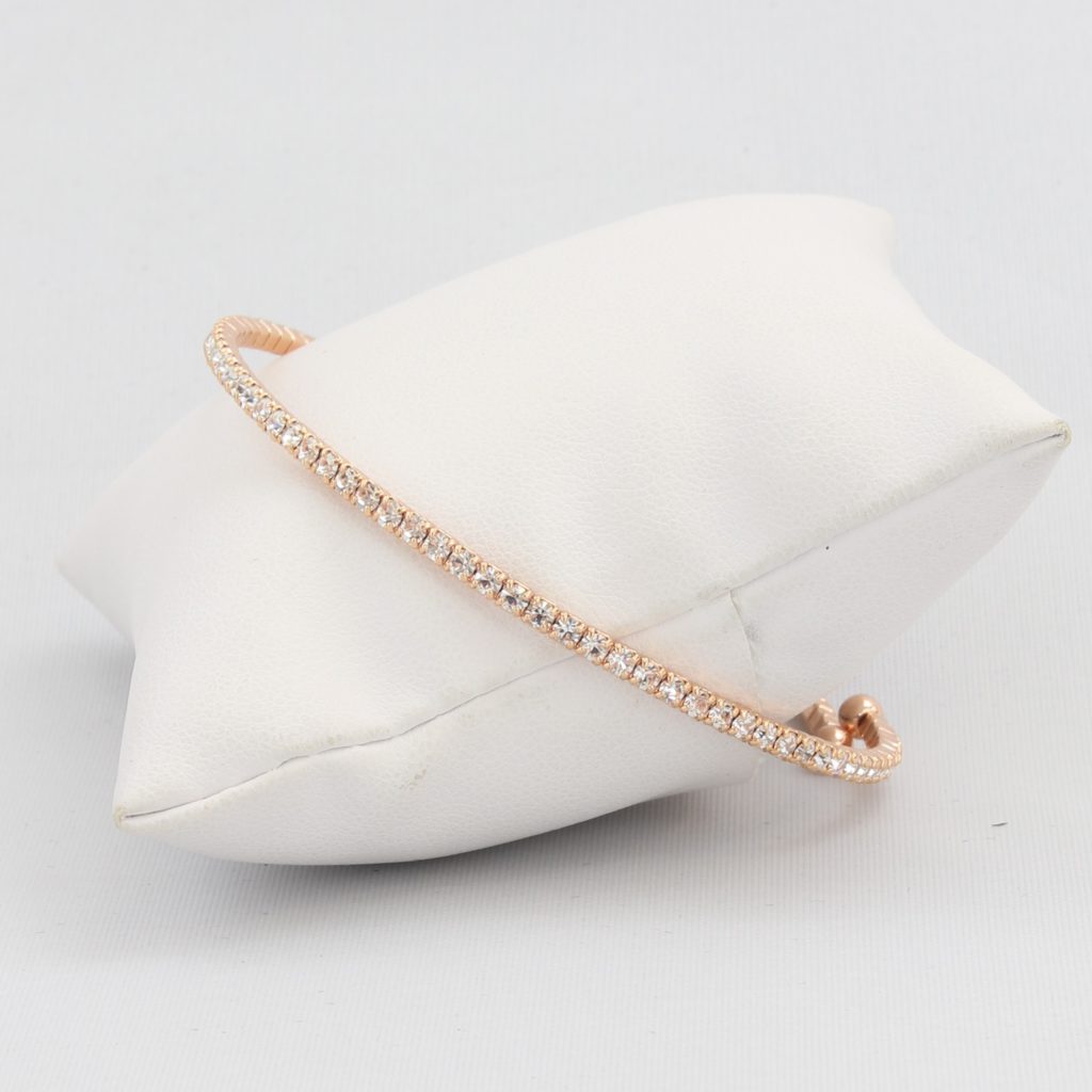 Small adjustable box-snake chain bracelet with inlaid diamond-like cubic zirconia crystals Ivy and Pearl Boutique