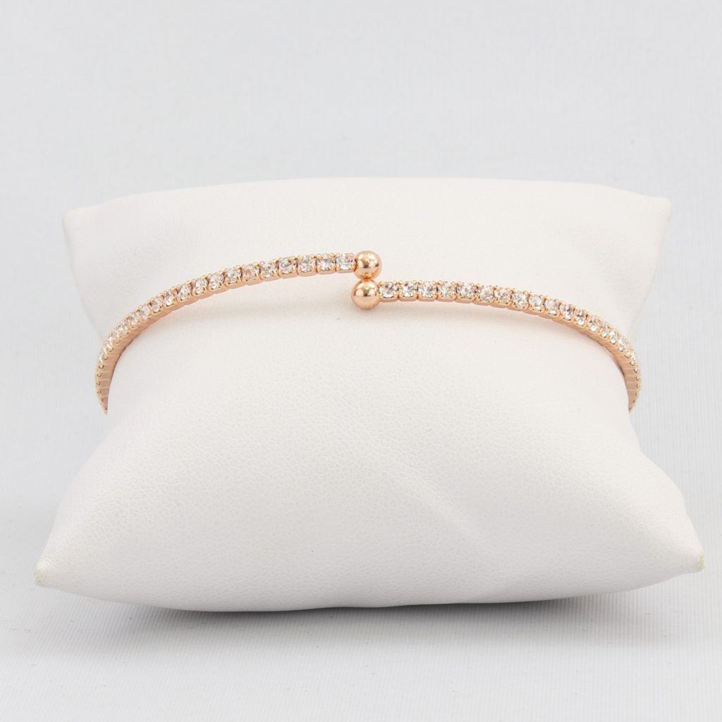 Small adjustable box-snake chain bracelet with inlaid diamond-like cubic zirconia crystals Ivy and Pearl Boutique