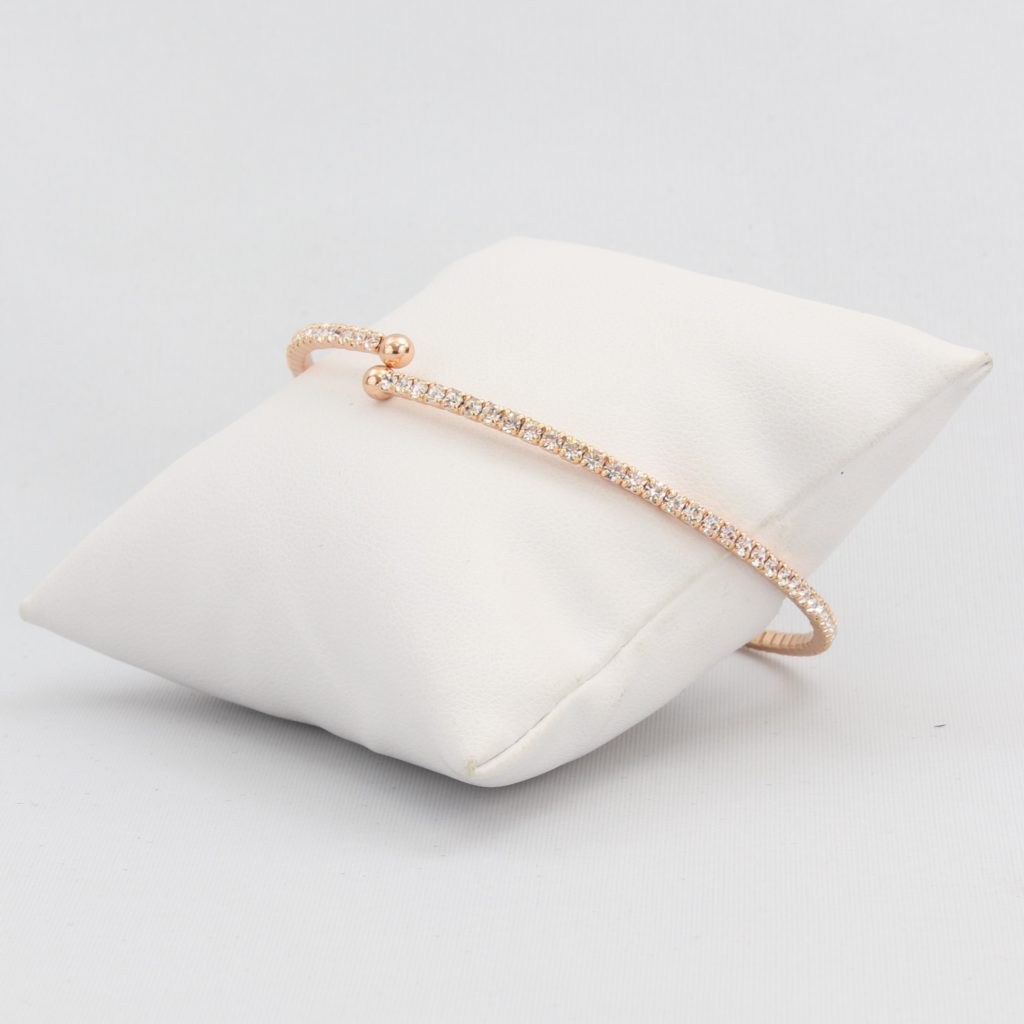 Small adjustable box-snake chain bracelet with inlaid diamond-like cubic zirconia crystals Ivy and Pearl Boutique