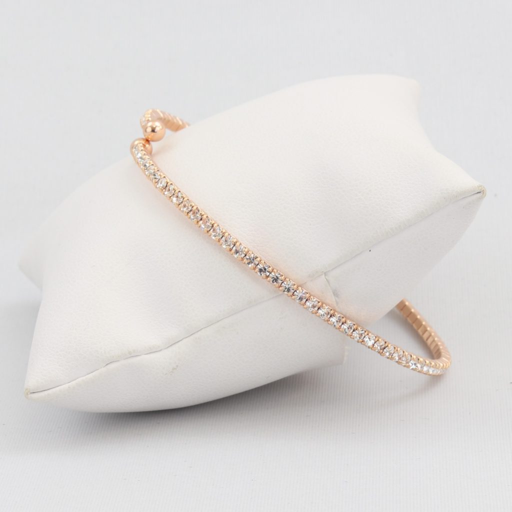 Small adjustable box-snake chain bracelet with inlaid diamond-like cubic zirconia crystals Ivy and Pearl Boutique