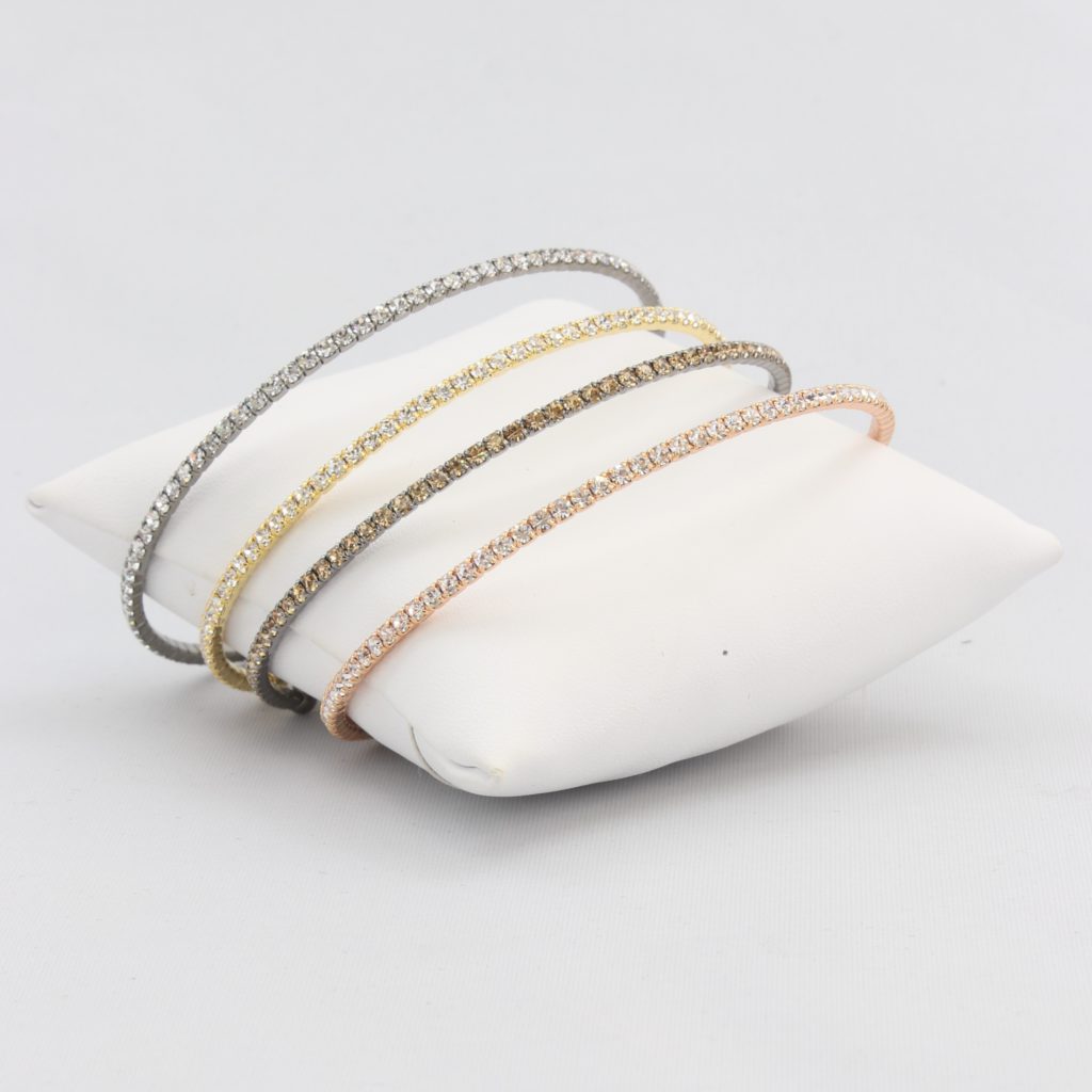 Small adjustable box-snake chain bracelet with inlaid diamond-like cubic zirconia crystals Ivy and Pearl Boutique