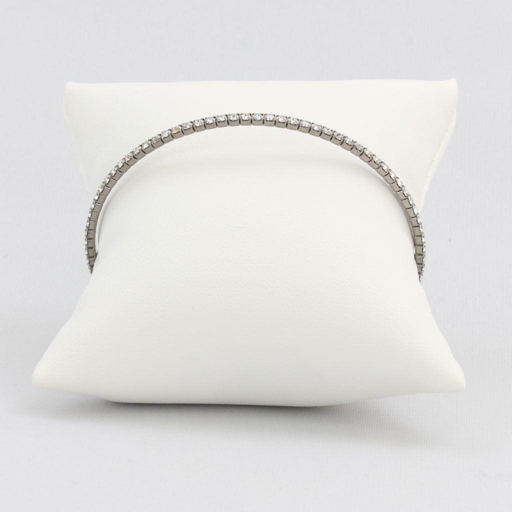 Small adjustable box-snake chain bracelet with inlaid diamond-like cubic zirconia crystals Ivy and Pearl Boutique