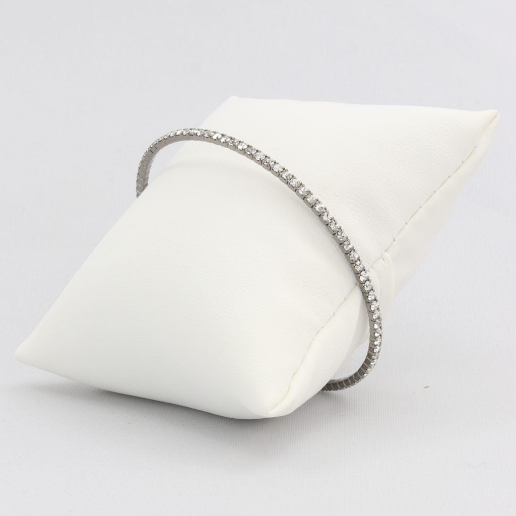 Small adjustable box-snake chain bracelet with inlaid diamond-like cubic zirconia crystals Ivy and Pearl Boutique