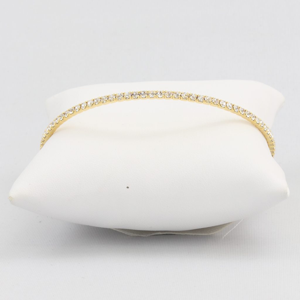 Small adjustable box-snake chain bracelet with inlaid diamond-like cubic zirconia crystals Ivy and Pearl Boutique