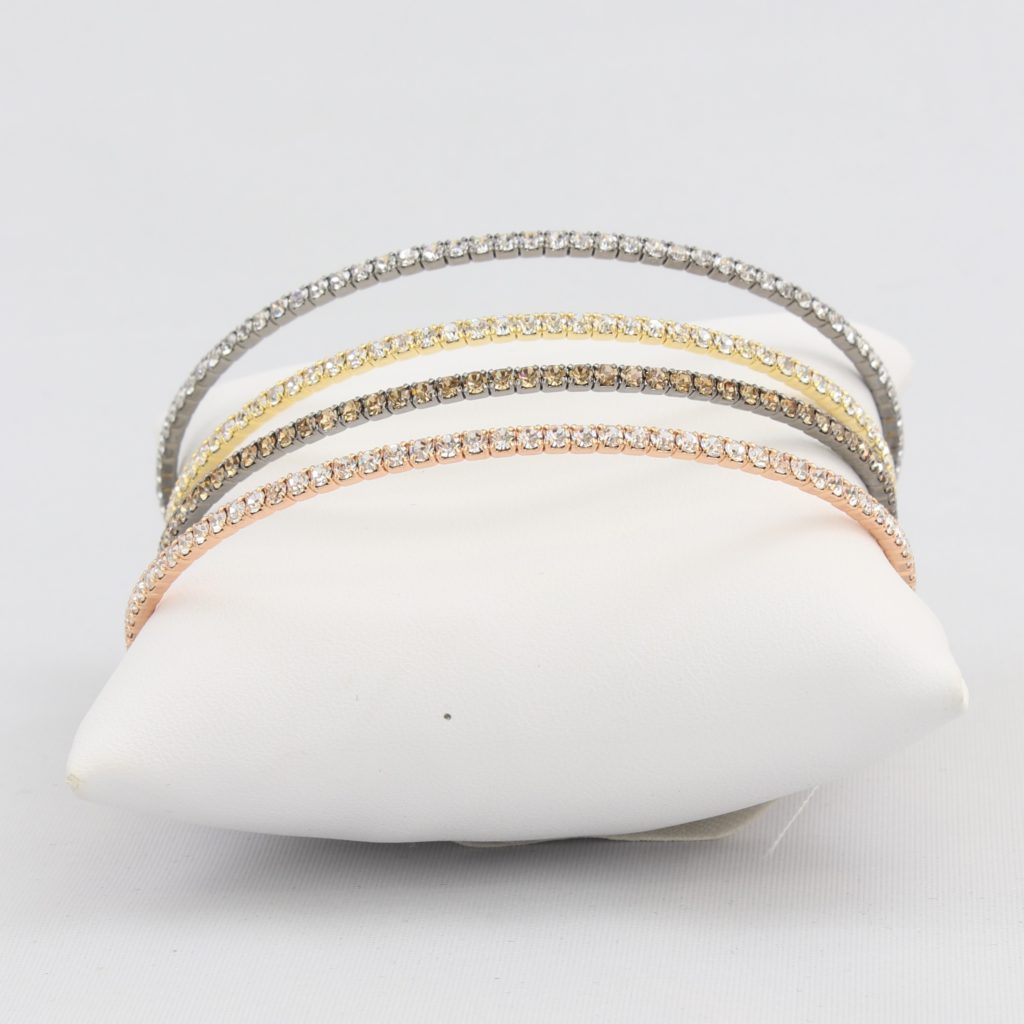 Small adjustable box-snake chain bracelet with inlaid diamond-like cubic zirconia crystals Ivy and Pearl Boutique