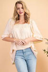Smocked Square neck Woven Top  Ivy and Pearl Boutique