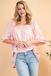 Smocked Square neck Woven Top  Ivy and Pearl Boutique Natural S