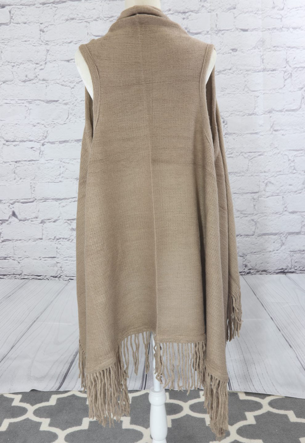 Solid fringe knit vest Ivy and Pearl Boutique
