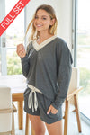 Knit Solid Two Piece Loungewear Set  Ivy and Pearl Boutique S