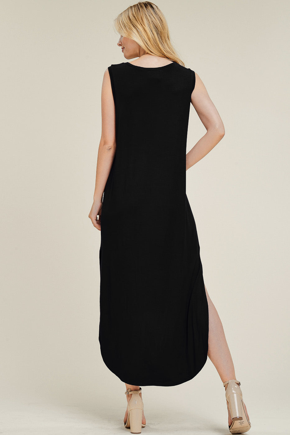 Solid Maxi Dress With Side Slits Ivy and Pearl Boutique