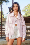 Solid soft fur collared oversized jacket  Ivy and Pearl Boutique