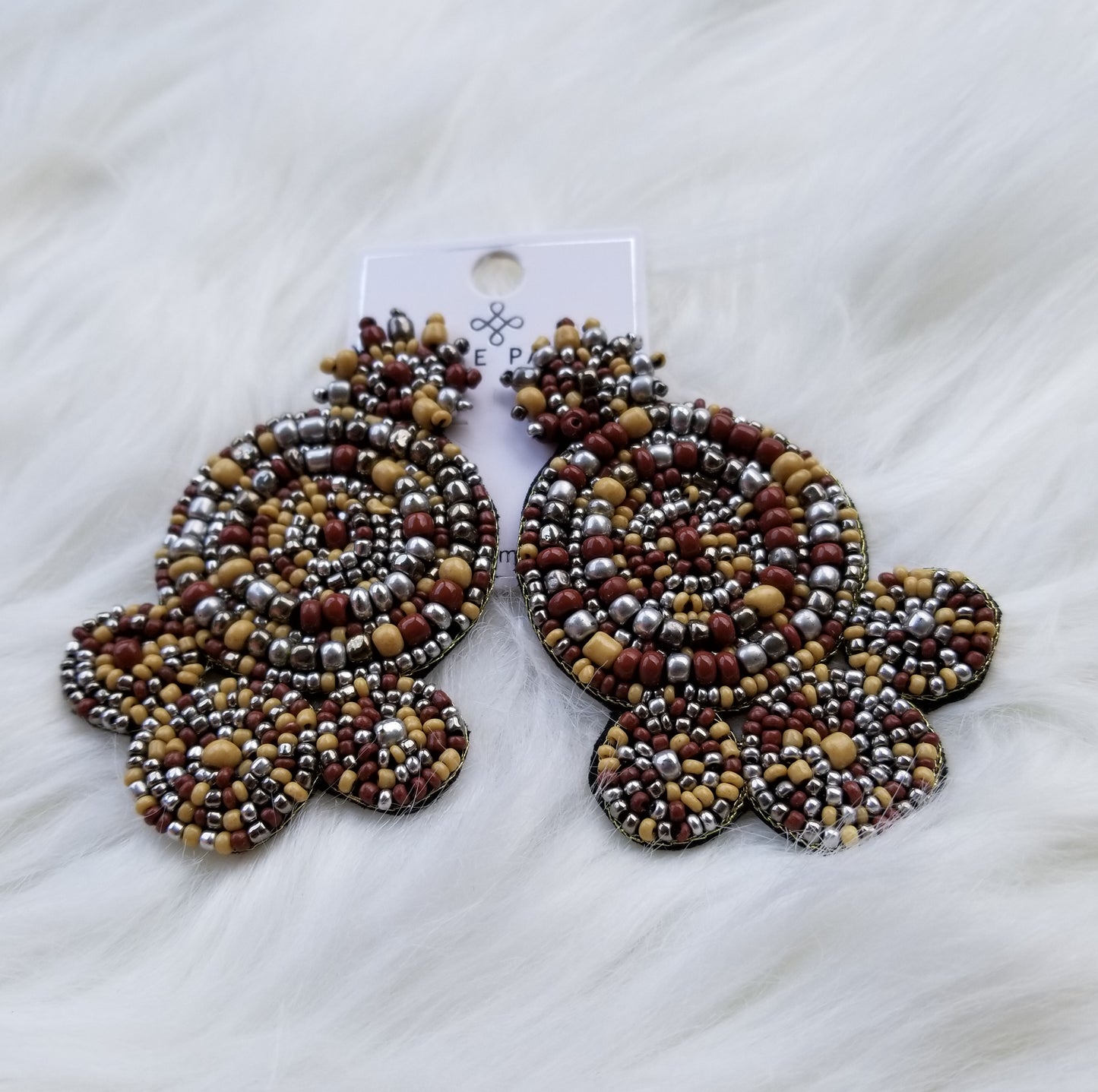 Spiral beaded statement earrings Ivy and Pearl Boutique