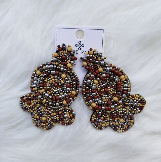 Spiral beaded statement earrings  Ivy and Pearl Boutique