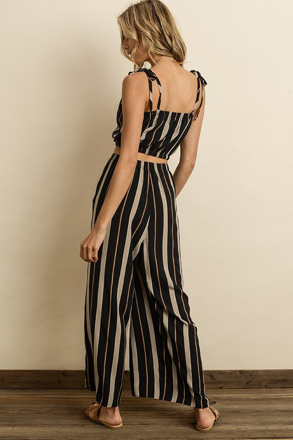 Striped tie shoulder crop top Ivy and Pearl Boutique