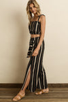 Striped tie shoulder crop top  Ivy and Pearl Boutique