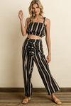 Striped tie shoulder crop top  Ivy and Pearl Boutique