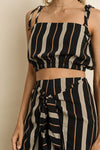 Striped tie shoulder crop top  Ivy and Pearl Boutique