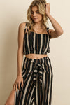 Striped tie shoulder crop top  Ivy and Pearl Boutique S