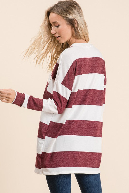 Striped Long Sleeve Comfy Top Ivy and Pearl Boutique