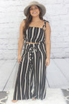 Striped tie shoulder crop top  Ivy and Pearl Boutique