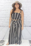 Striped tie shoulder crop top  Ivy and Pearl Boutique