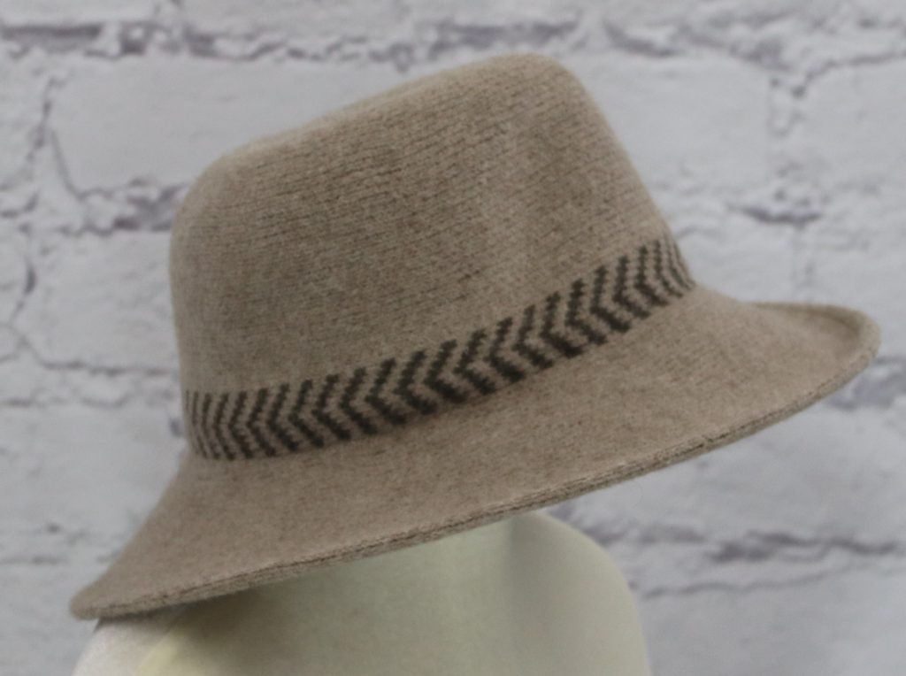 Stylish wool cloche hat with tucked tie rope Ivy and Pearl Boutique