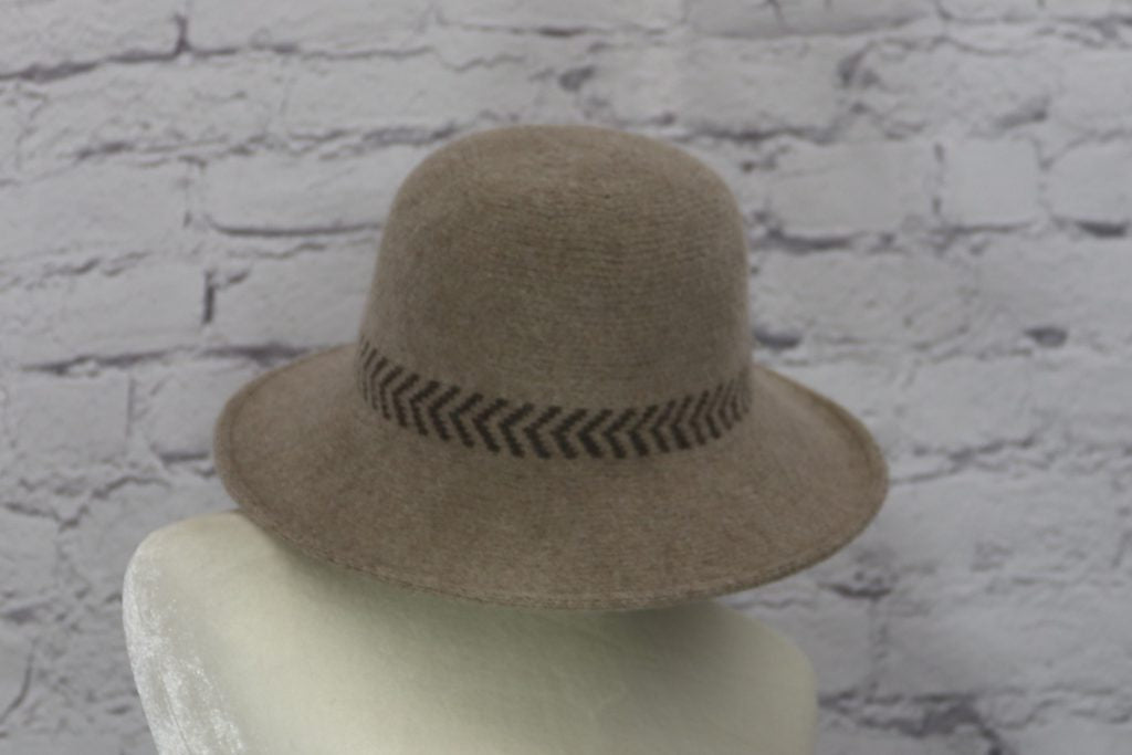 Stylish wool cloche hat with tucked tie rope Ivy and Pearl Boutique