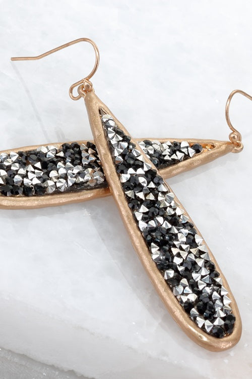 Sunburst glitter-stone hook earrings Ivy and Pearl Boutique Gold