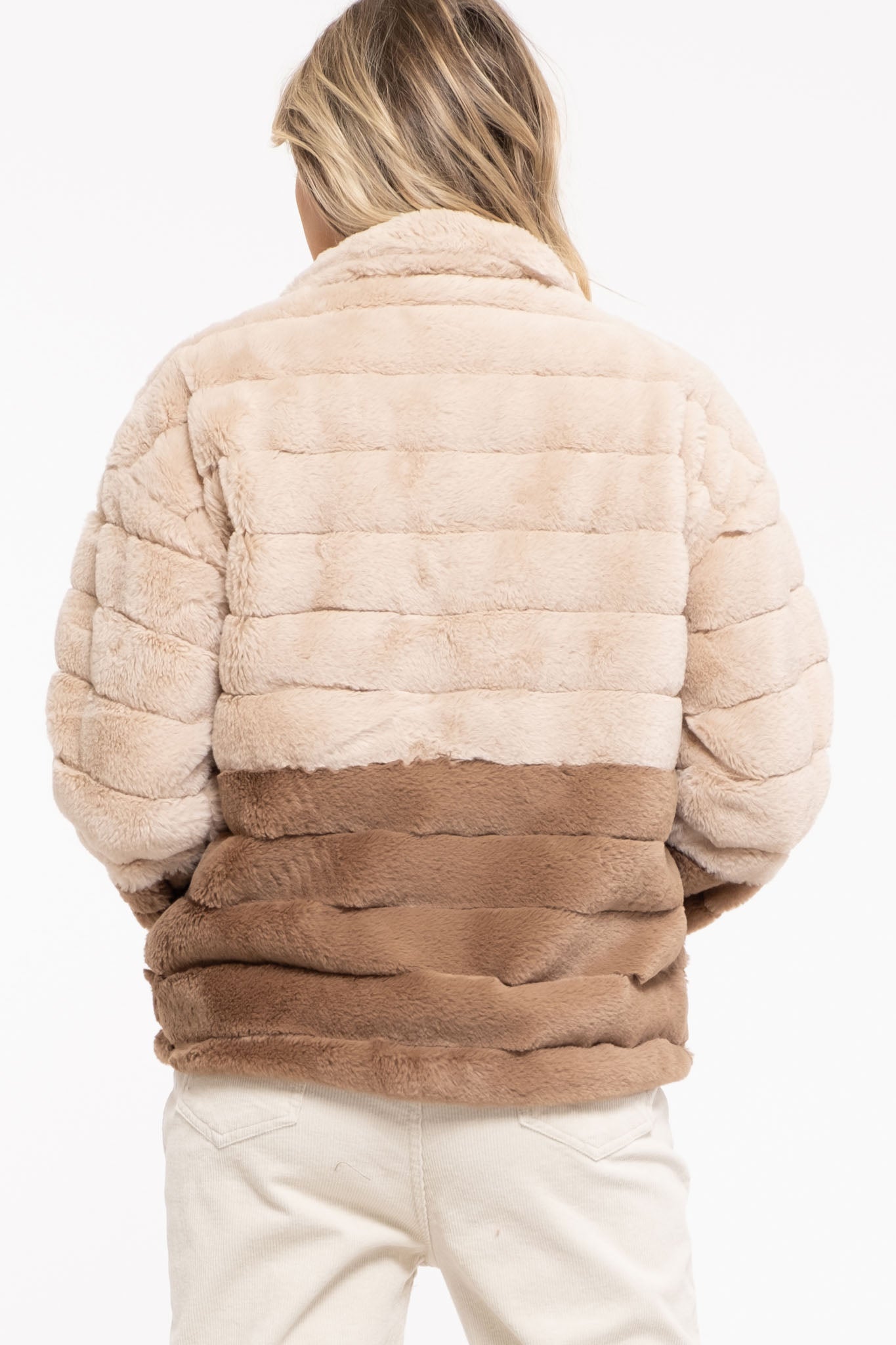 Two-tone artificial fur jacket Ivy and Pearl Boutique