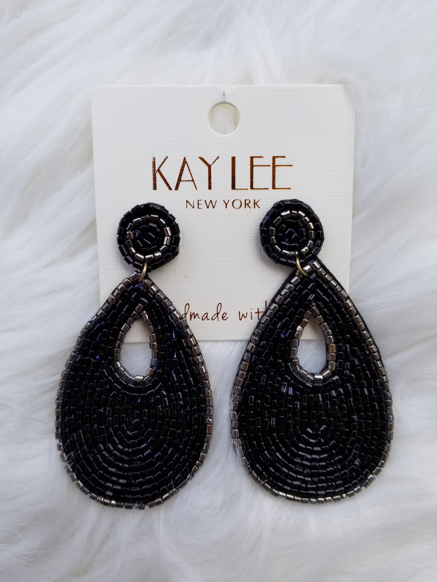 Teardrop beaded statement earrings Ivy and Pearl Boutique