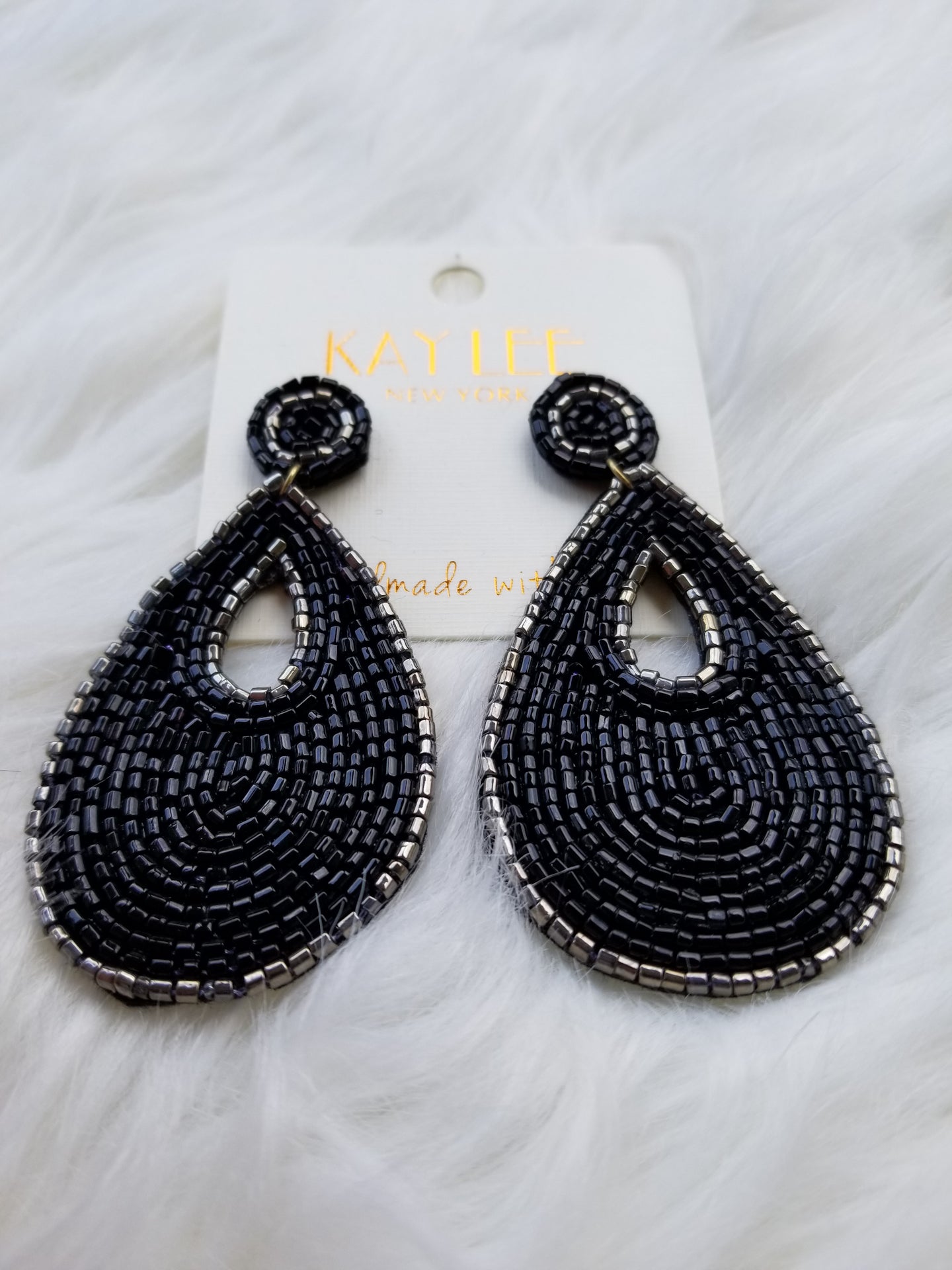 Teardrop beaded statement earrings Ivy and Pearl Boutique